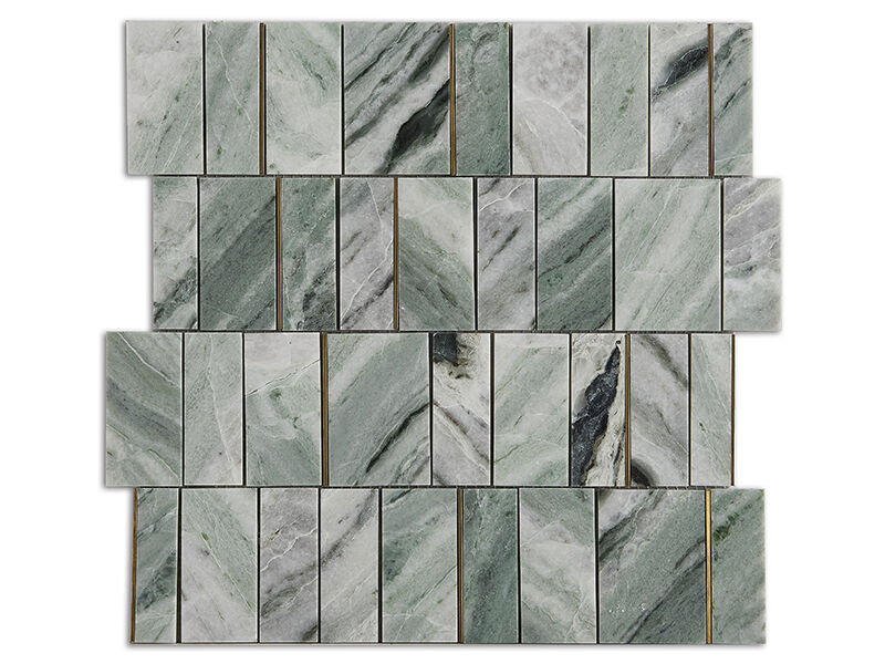 Green Natural Marble Mosaic with Metal Strips