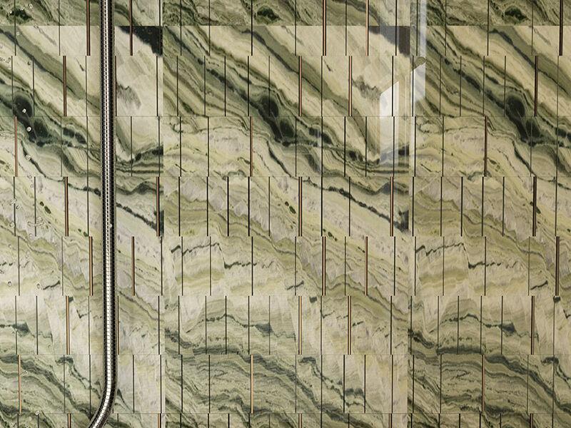 Green Natural Marble Mosaic with Metal Strips