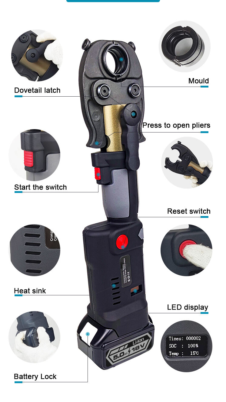 ls 1525 battery copper tube compression tool pex tube crimping tool plumbing pipe joint crimping tool-3