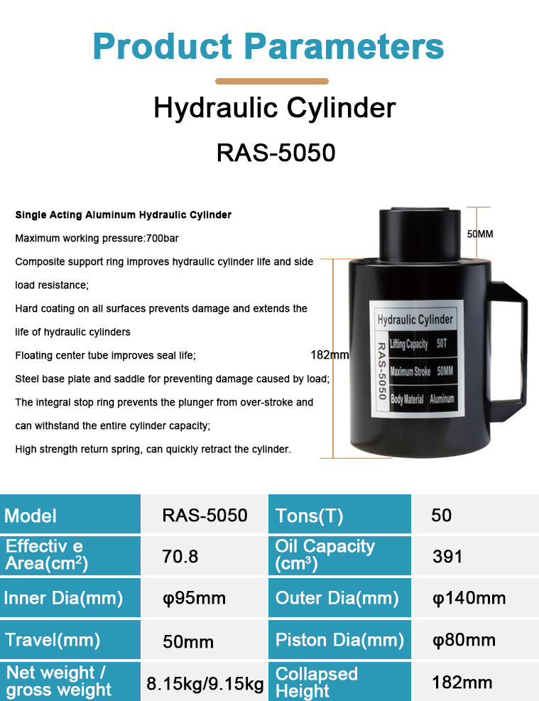 ras 5050 50ton aluminum hydraulic jack cylinder-1