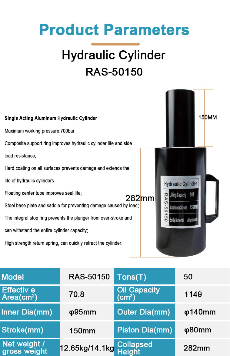 ras 50150 lightweight 50ton long stroke aluminum hydraulic cylinder price-1