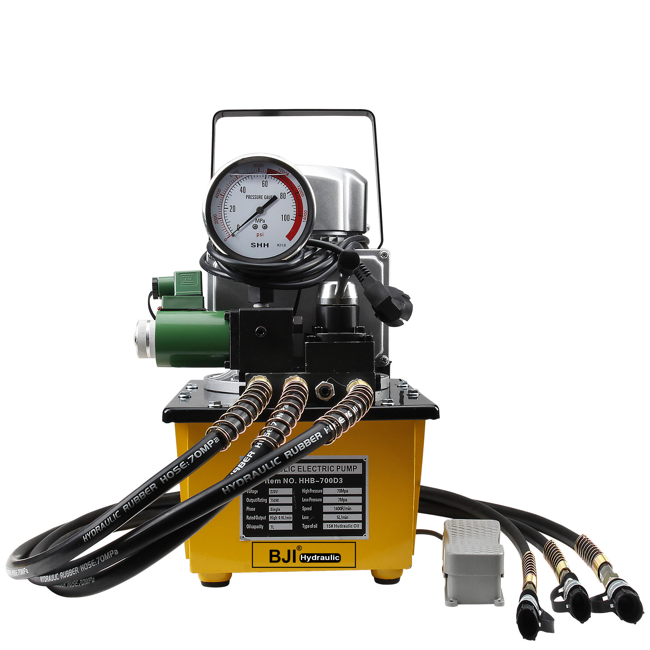 HHB-700D3 Electric Pump High Pressure 700 Bar Three-Action Hydraulic Power Source