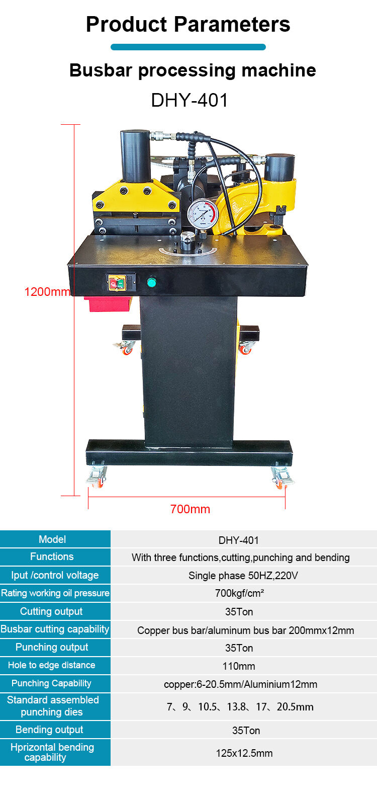 dhy 401 four  in one hydraulic busbar cutting punching bending machine-1
