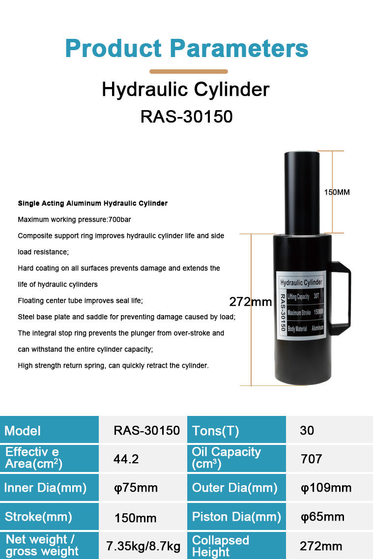 ras 30150 single acting 30 ton aluminum hydraulic cylinder jack-1