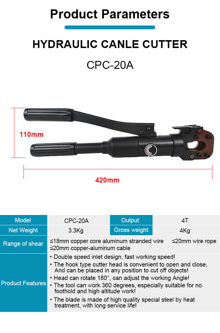 hydraulic steel wire rope cutter cable cutter acsr cutter cpc 20a-5