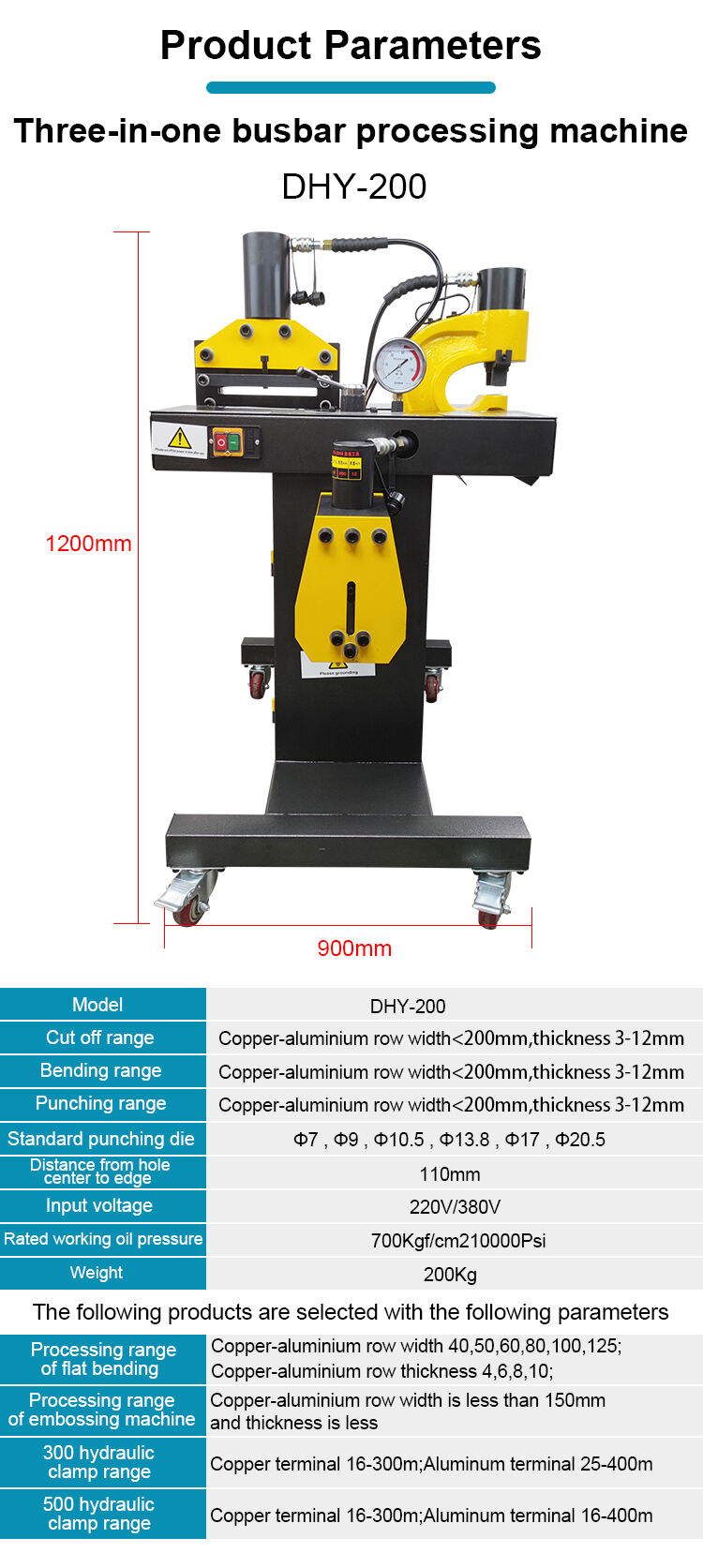 dhy 200 three in one hydraulic punching bending cutting busbar processing machine-1