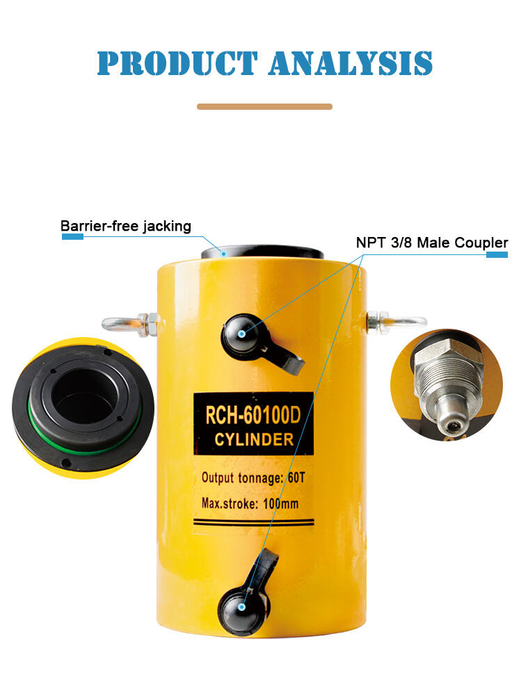 rch 60100d 60 ton double acting hollow plunger cylinder 60ton stroke 100mm-2