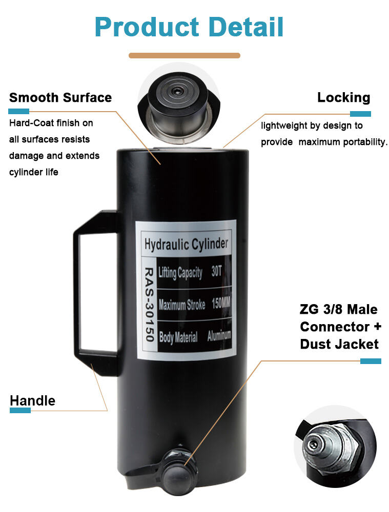 ras 30150 single acting 30 ton aluminum hydraulic cylinder jack-2