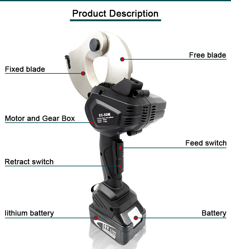 ec 50m battery powered electric ratchet cable cutter for armored cable acsr-1