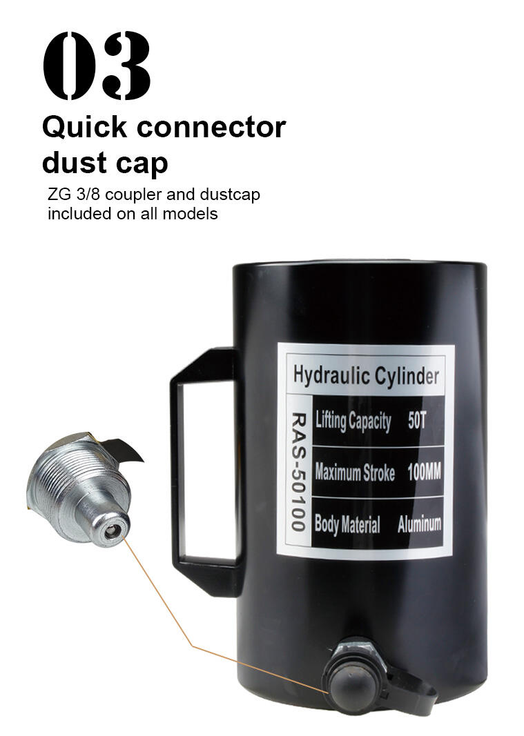 ras 50100 single acting 50 ton stroke 100mm aluminum hydraulic cylinder-7