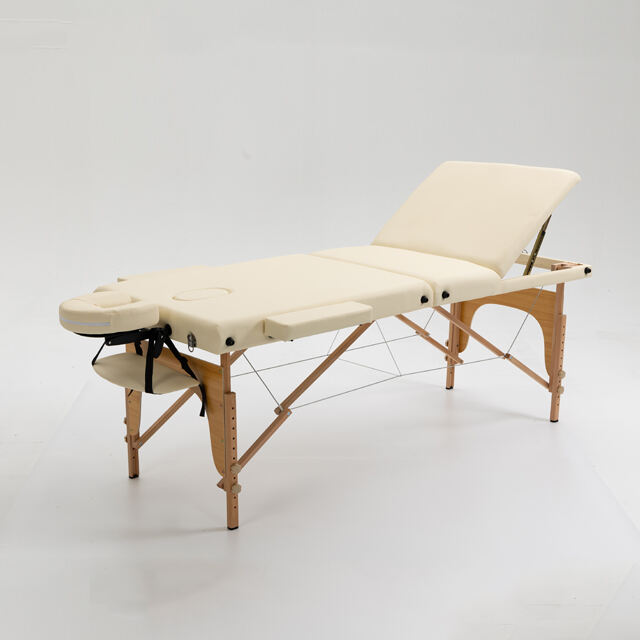 YXH-111 Modélisation d'une belle table de massage en bois à 3 sections pour salon de beauté