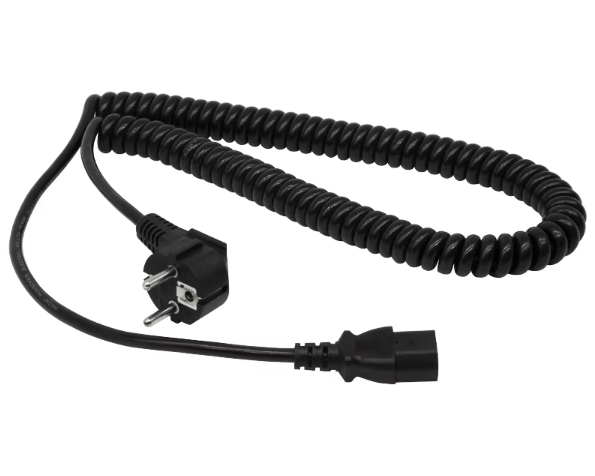 European Euro EU Schuko C13 Connector H05BQ-F Spiral Cord Coiled Cable