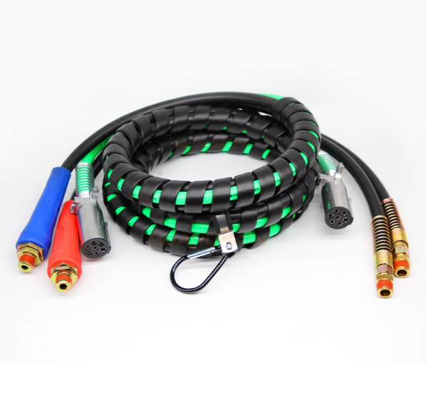 Semi Truck Air Lines,Dot Approved 12ft 3in1 Semi Truck Air Lines Wrap 7 Way Cable Trailer Air Hose Assembled Abs Trailer 