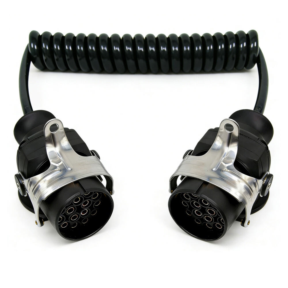 câble spiralé pour remorque ABS-EBS 15 voies avec 2 fiches ABS