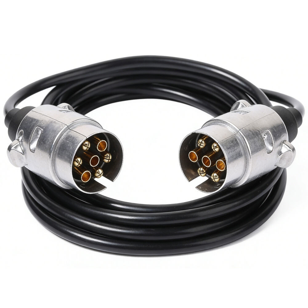 câble rigide métallique 12 V 7 broches pour remorques automobiles, camions, caravanes, porte-vélos