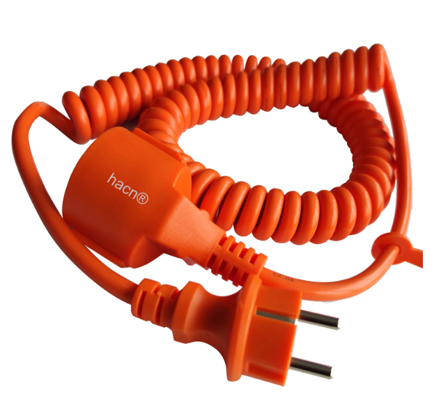 Germany's Orange IP44 Waterproof 5M 3G1.5mm2 H05BQ-F Flexible PUR Spiral Cable High Voltage Insulated Copper Conductor PVC