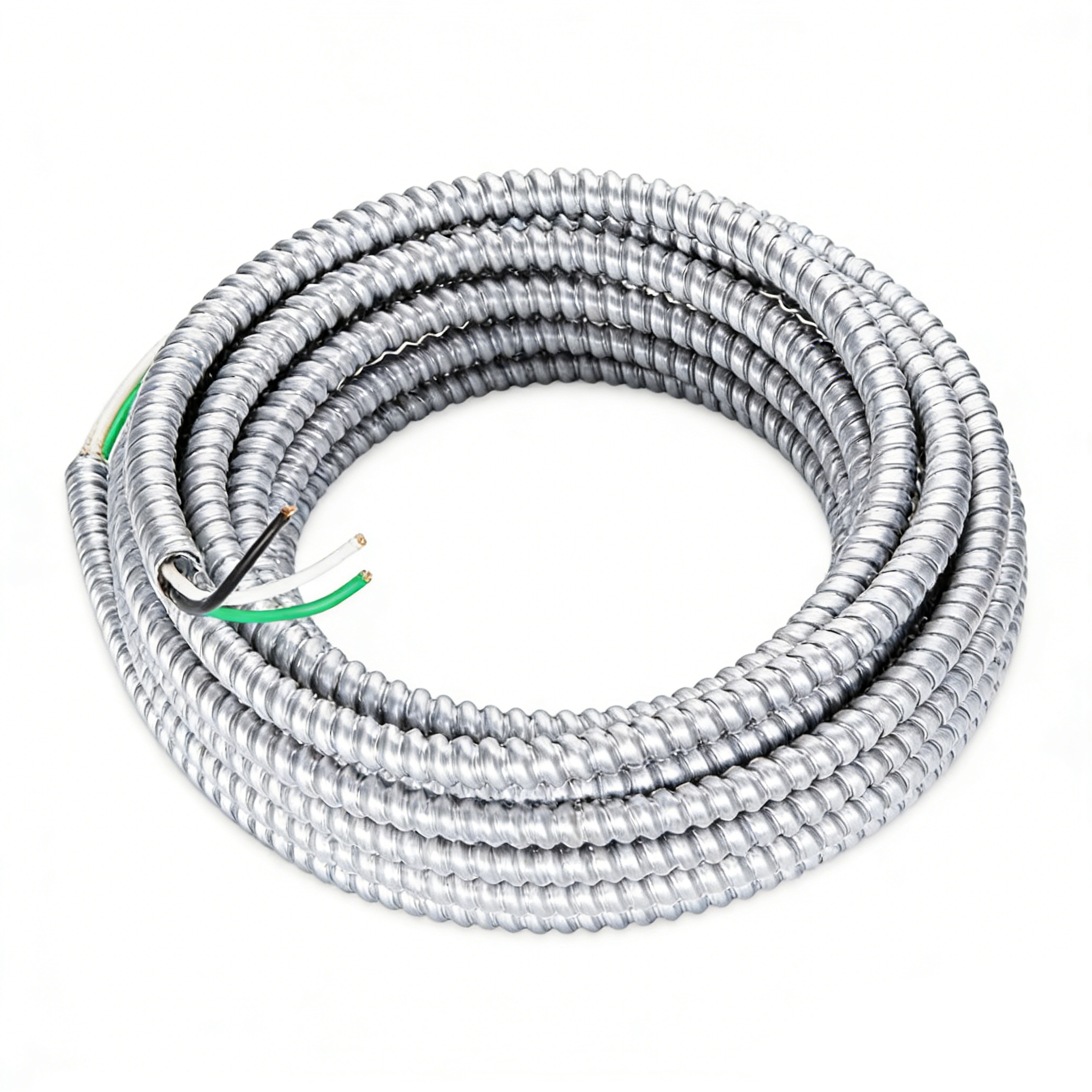 cable blindado metálico (MC) 8/3 con conductor de tierra, longitudes de 25/50/100/125/150/300/400/500 pies, cable eléctrico de calibre 8 con armadura de aluminio para instalación interior, exterior y enterrada