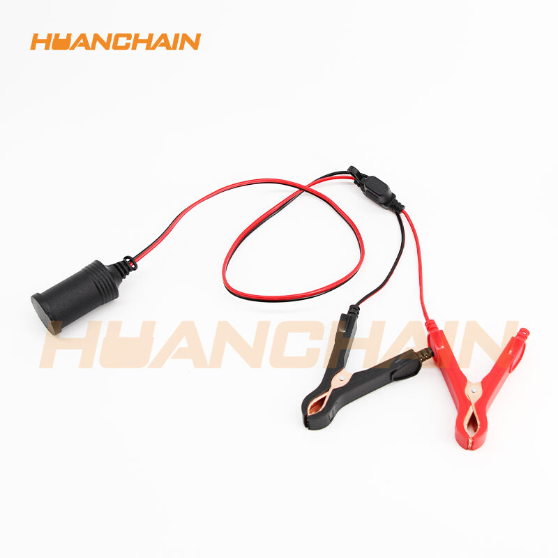 Alligator Clip Car Cigarette Lighter Adapter, 12V Direct Wire Connection for Emergency Power Supply