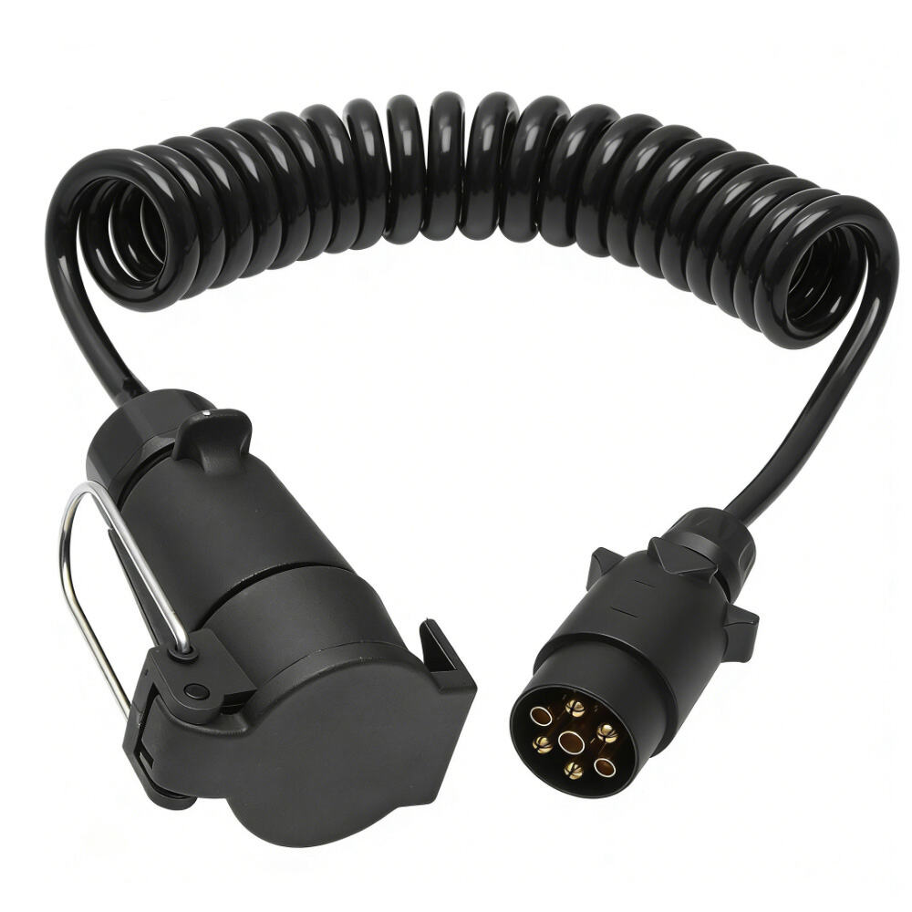 Câble enroulé Euro 12 V 7 broches mâle vers femelle pour remorque