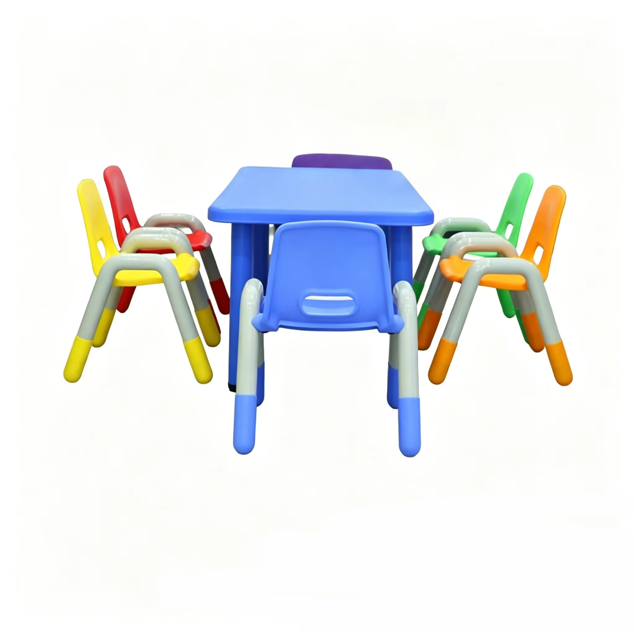 kg2005 1 kids study plastic desk with 6 chairs-4