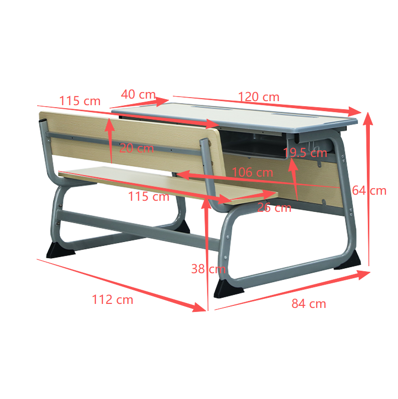 SS0283-1 Mesa e Cadeira para Alunos com Banco em Madeira e Metal