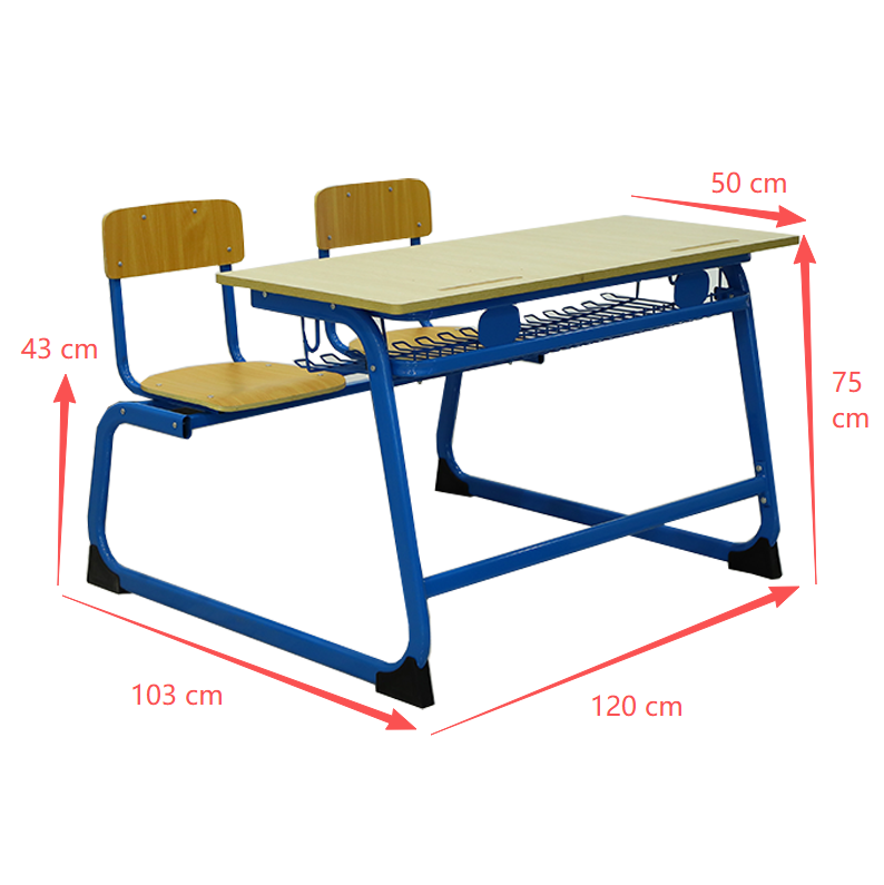 SS0272 Student Table Double Desk with Long Bench | Double Classroom ...