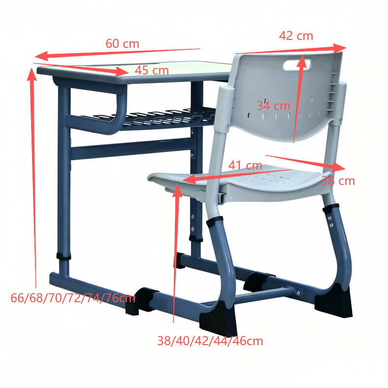 SS0286 Hoogteverstelbare schoolstoelen en -tafel