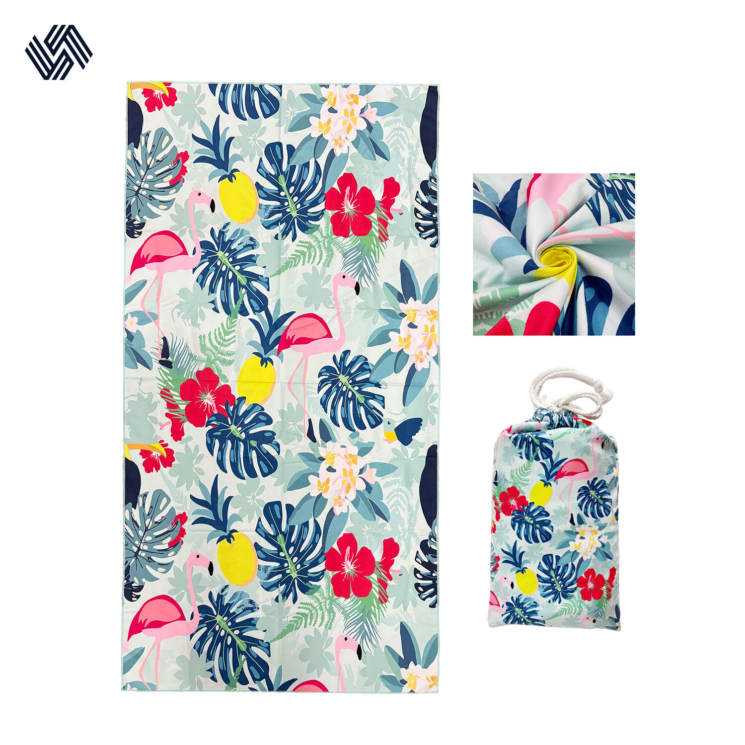 Beach towel with pouch