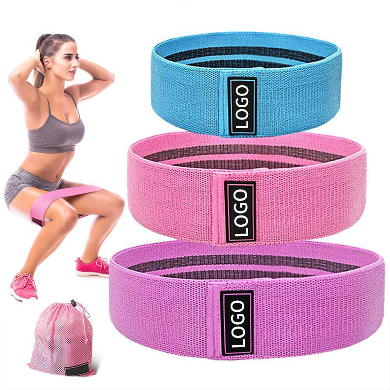 High Quality Custom Logo Latex Fabric Exercise Band Hip Band Set