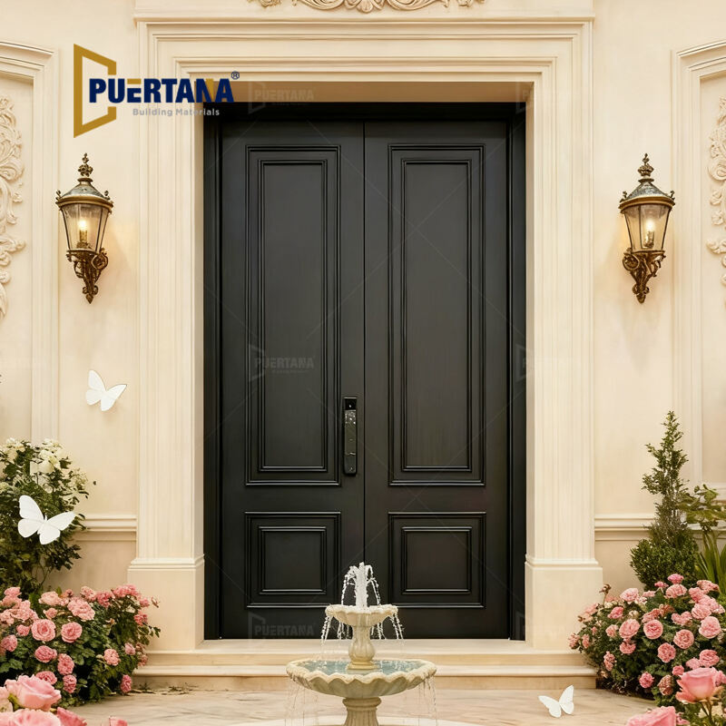 أبواب دخول أمامية خارجية مخصصة للمنازل بتصميم قابل للتأرجح، باب فرنسي مقاطعاتي من الألومنيوم