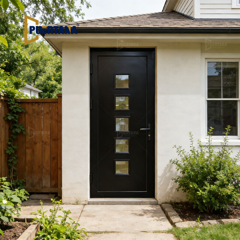 Puertas de aluminio con diseño de acristalamiento central tipo Ali para casa en patio trasero