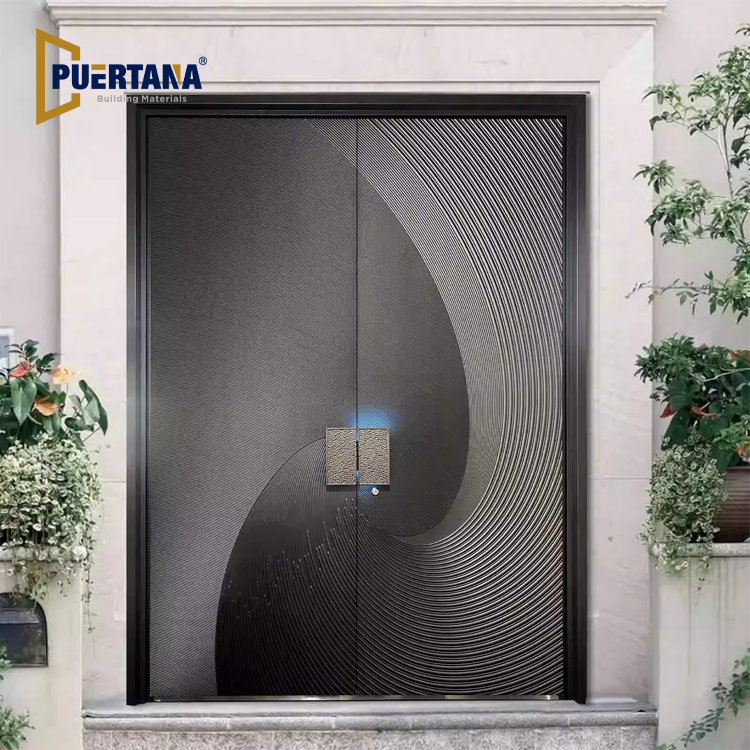 Black Matte Aluminum Entry Door‌ - Modern Minimalist Finish