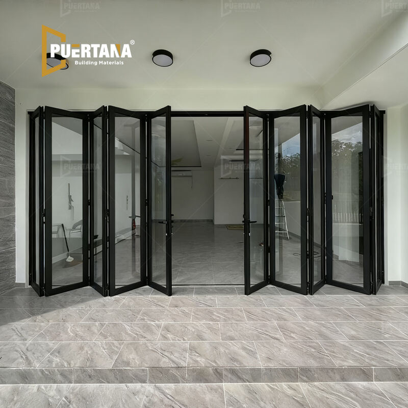 Ruimtebesparende elegantie scharnierende bi-flap aluminium vouwdeur voor terras