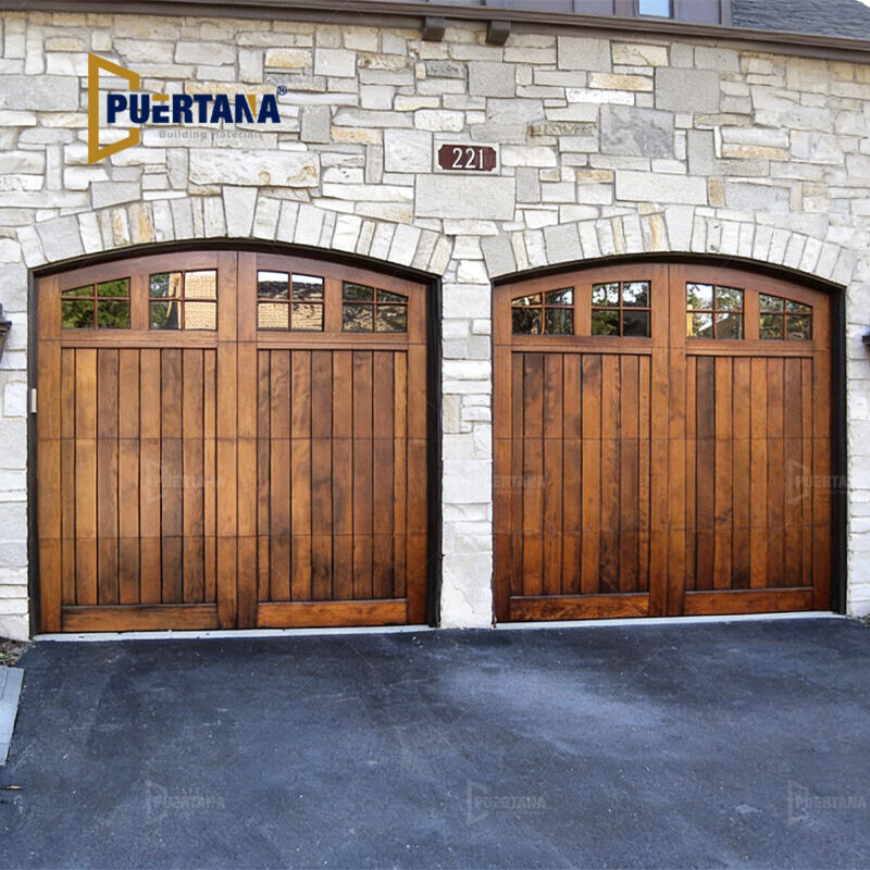 Custom Arched Top Carriage House Wood Sectional Garage Doors For Vintage Farmhouse Homes