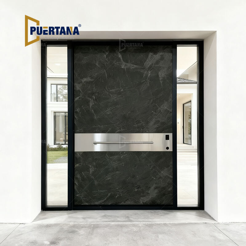 باب دوار من الألومنيوم بتصميم لوحة فاخرة تشبه الصخور لدخول المنزل