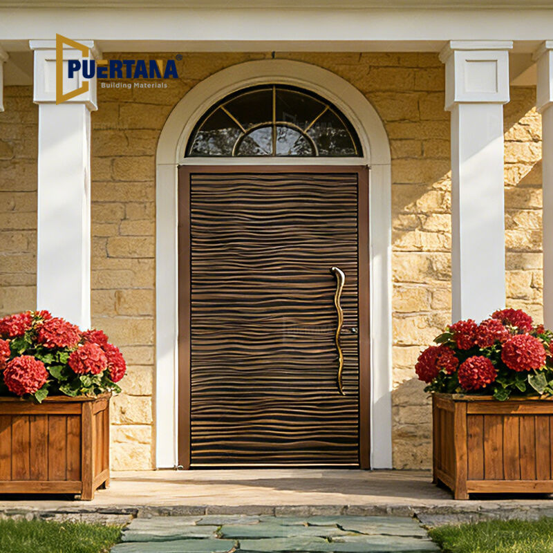 Modern Artistic Aluminum Front Entry Door With Wavy Sculpted Design