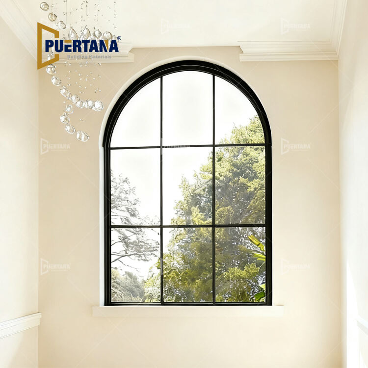 Special Shape Picture Fixed Staircase Window Aluminum Arch and Round Top Windows