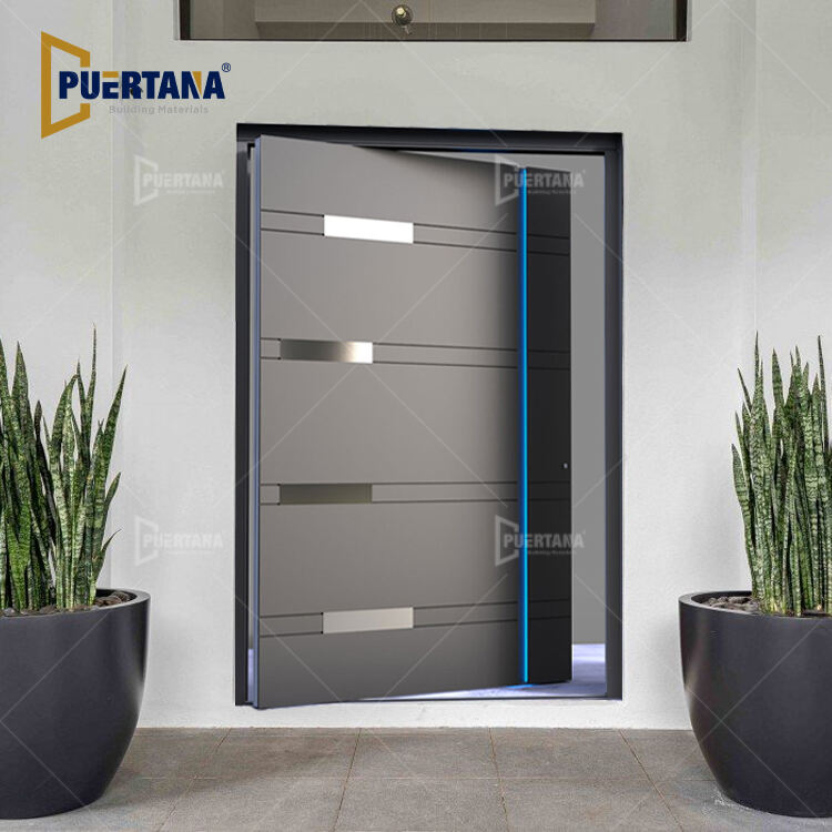 Aluminum Pivot Entry Door System with Integrated Lighting