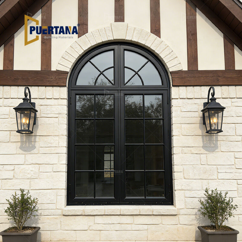 Historische Wiederherstellung Ersatz & Neubau Stil Stahlfenster Aluminium Flügelfenster mit Rundbogenoberseite