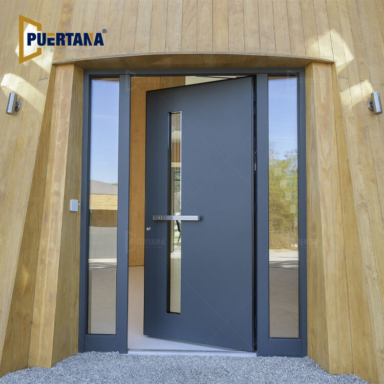 Minimalist Aluminum Entry Door with Decorative Glass Patterns