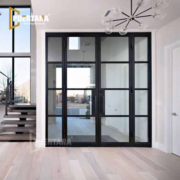 wrought iron steel glass entry door