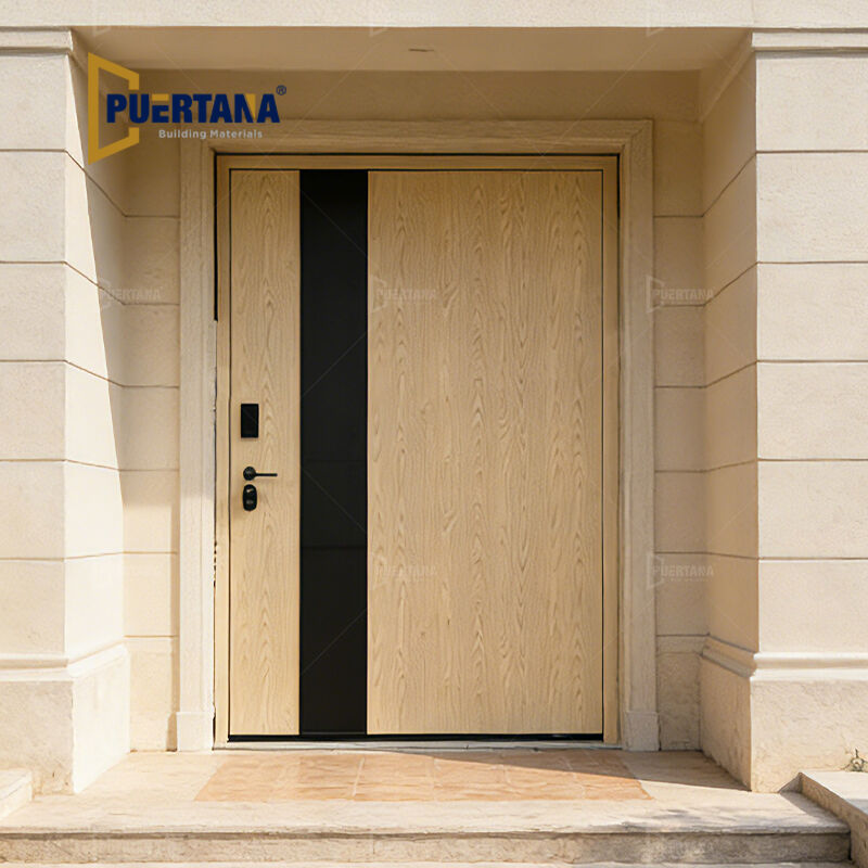 Premium Stylish Minimalist Oak Wood Look Aluminum Pivot Front Door for Modern Spaces