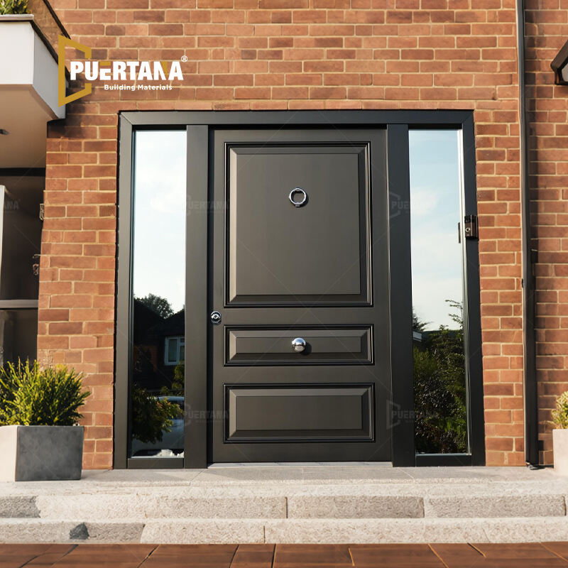 باب دخول أمامي أمني من الألومنيوم بتصميم كلاسيكي