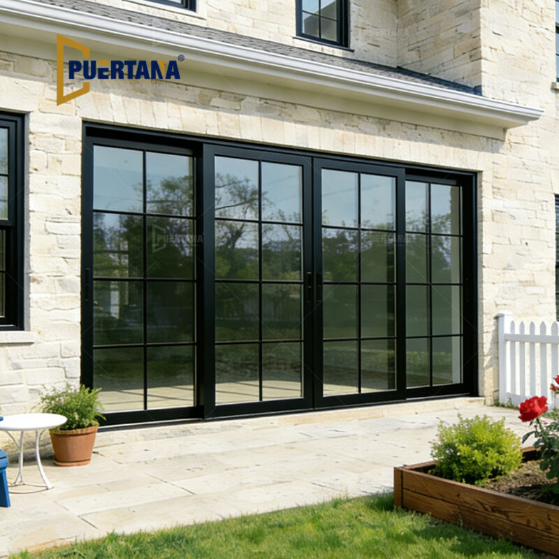 French Lattice Design Aluminum Sliding Patio Door For Vintage House