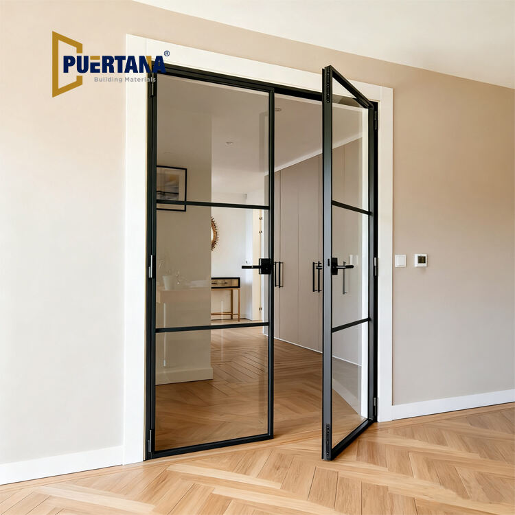 Puerta Francesa Interior de Aluminio Liviana con Vidrio Claro para Renovación Residencial Moderna