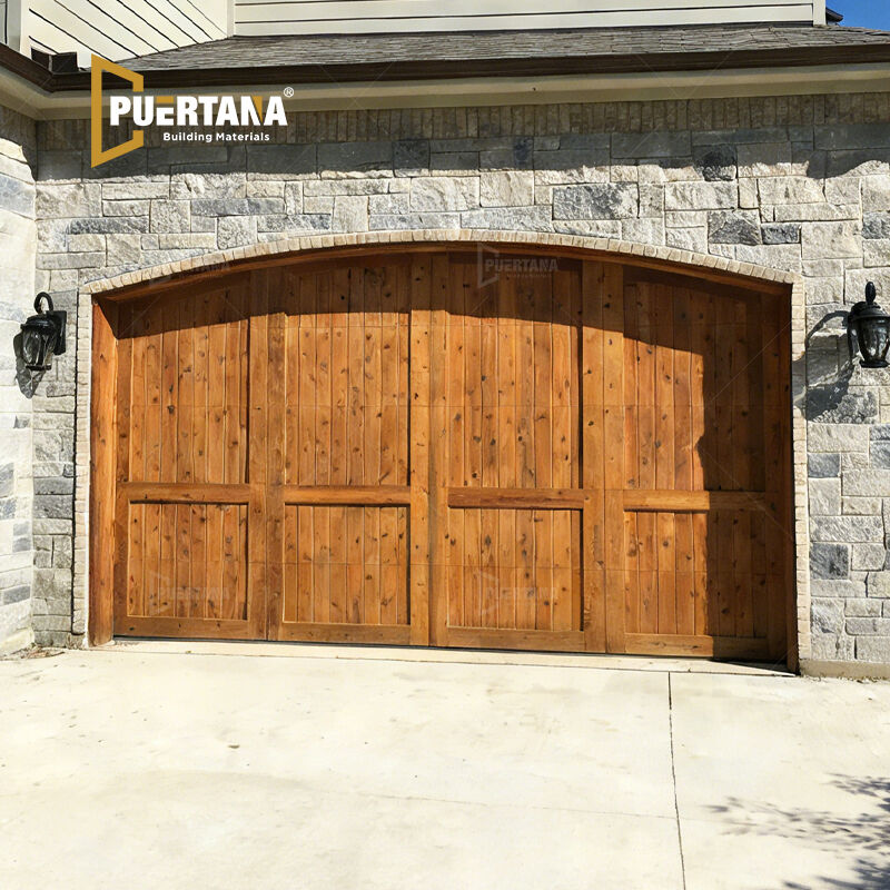 Spanish Style Arched Top Custom Ranch Carriage House Wood Sectional Garage Door