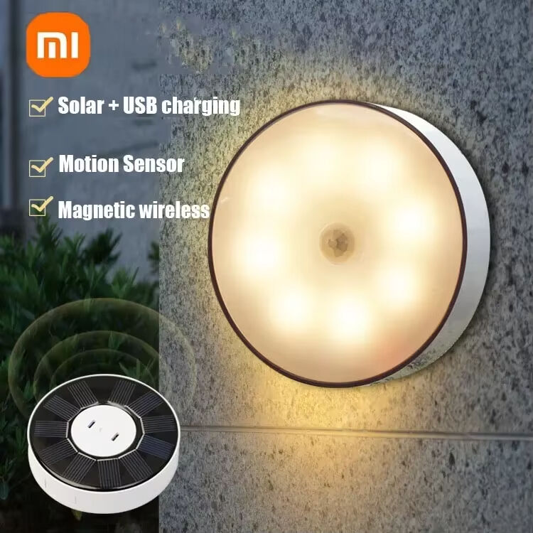 Night Light With Motion Sensor Rechargeable USB Solar Lamp LED Wireless For Kitchen Cabinet Bedroom Bedside Toilet Decor