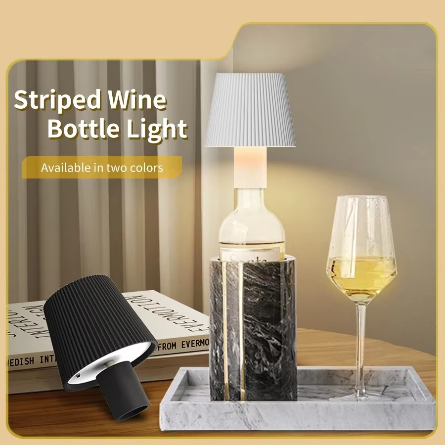  Wine Bottle Lamp Head Table Lamp Removable Portable Charging Touch Switch Night Light Decoration for Bar Cafe Atmosphere