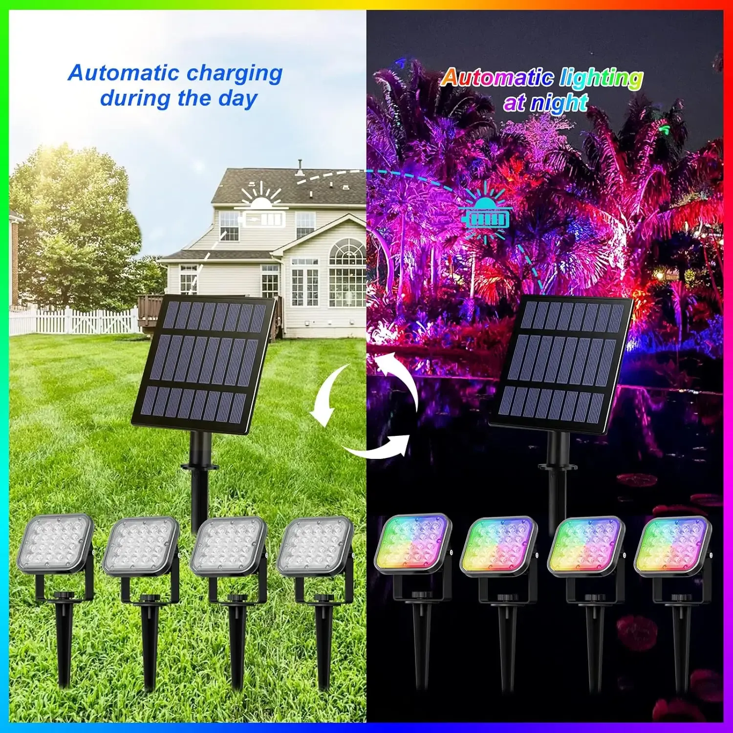 4 in 1 smart landscape spotlight waterproof rgb app control floodlight outdoor led spot lamp for garden lawn wall tree decor-46