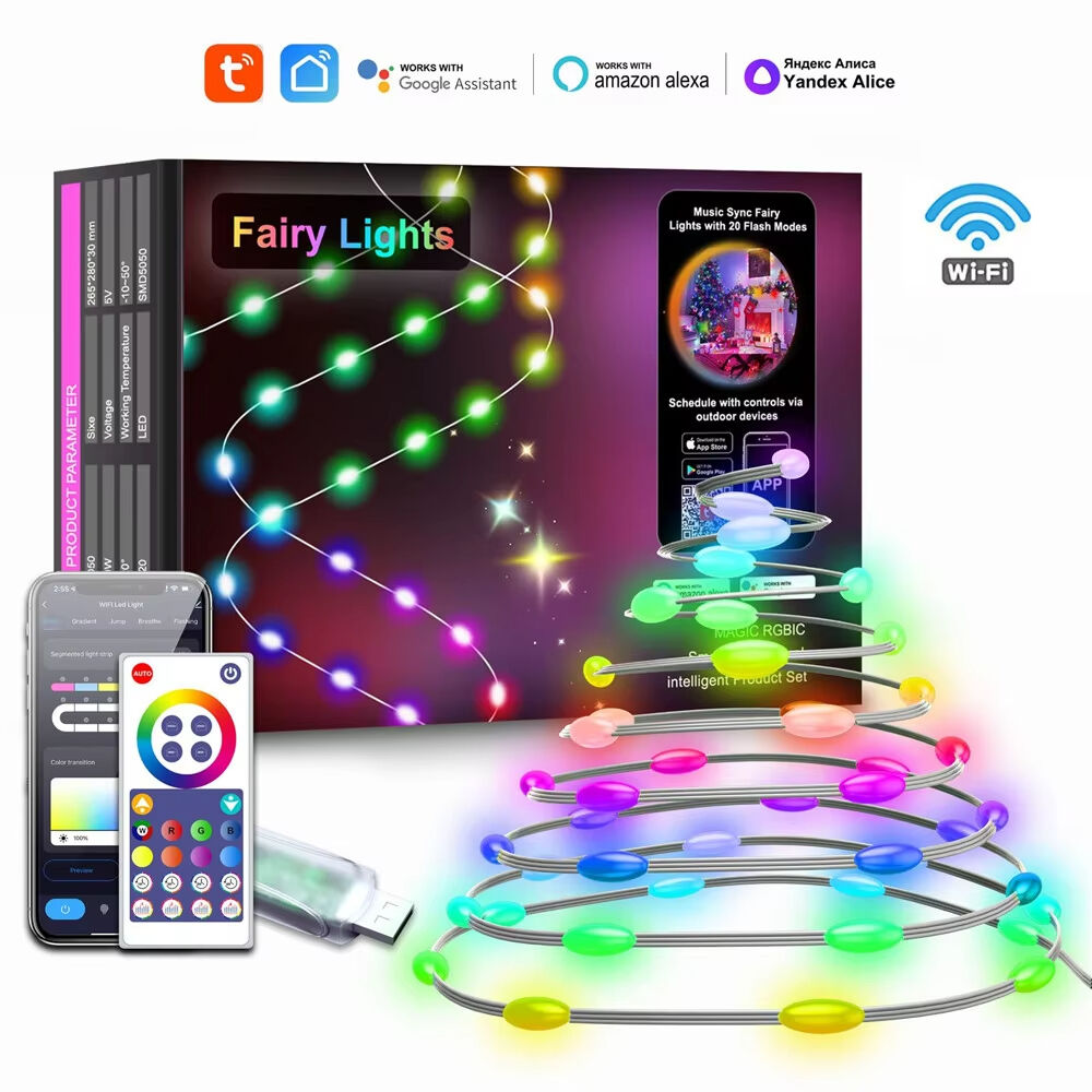 LED String Light Bluetooth USB Tuya WiFi Connection Christmas Birthday Party Garland Decor Fairy Lights for Home